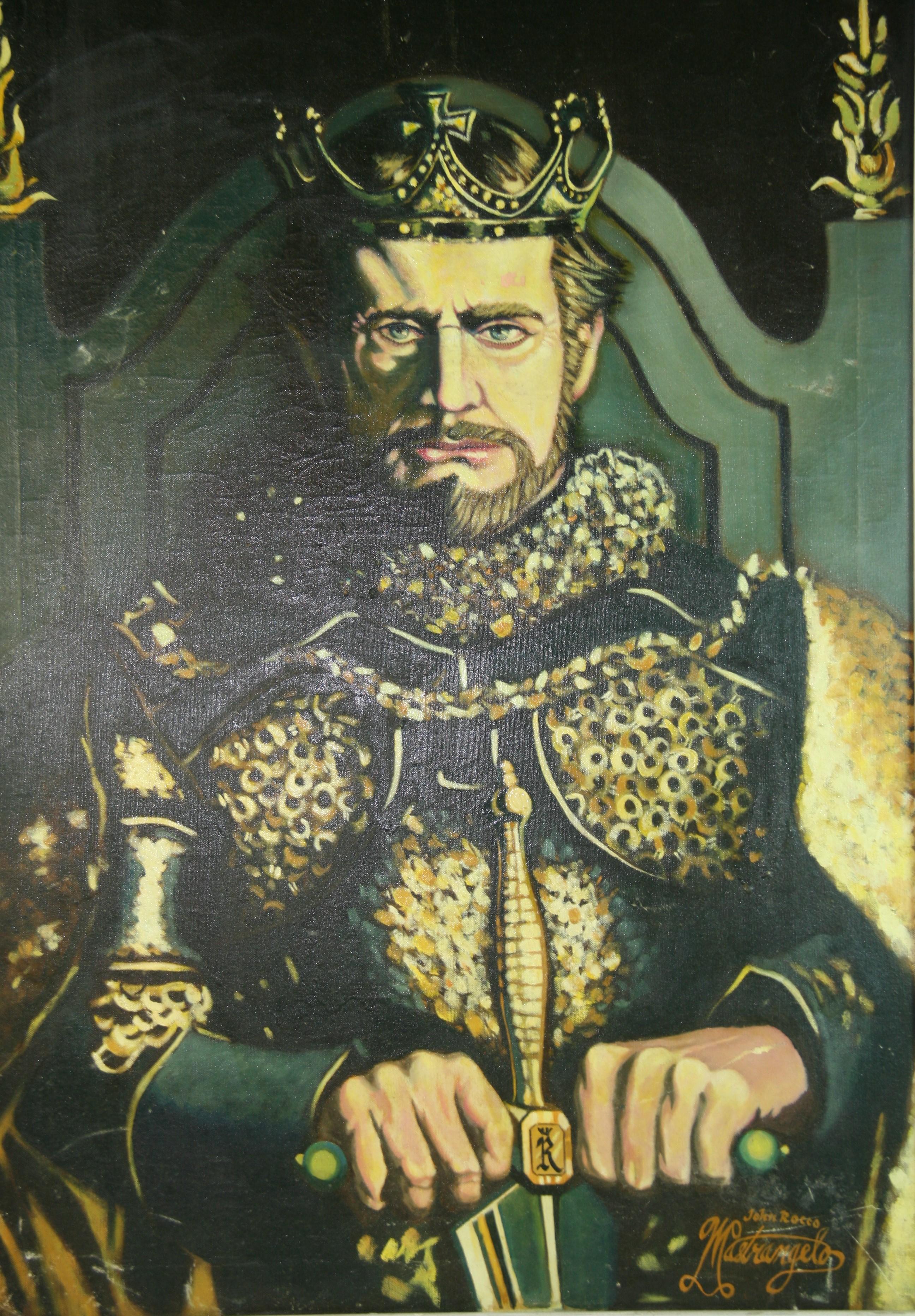 Warrior King Large Portrait - Brown Portrait Painting by Unknown