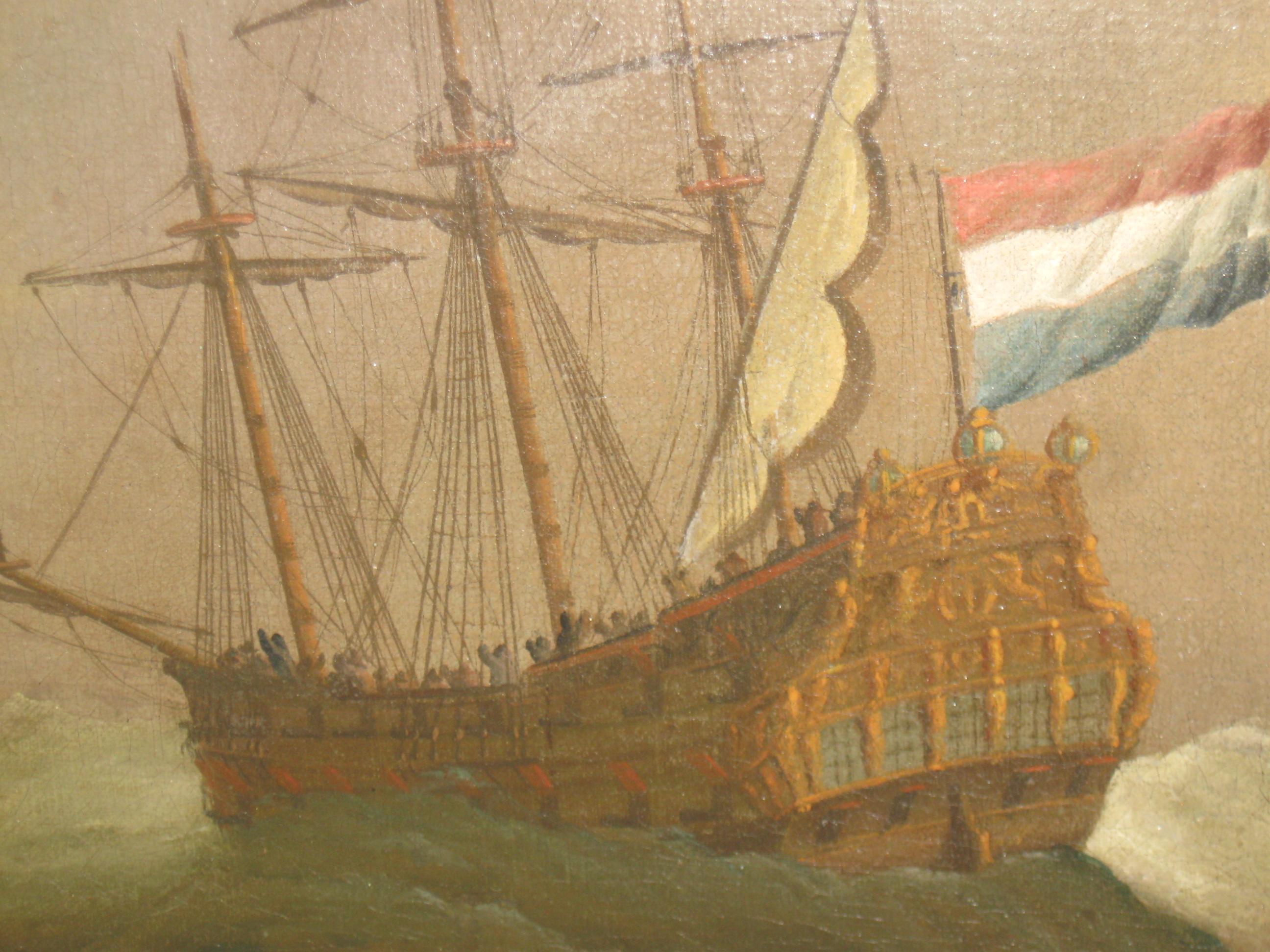 old warship painting