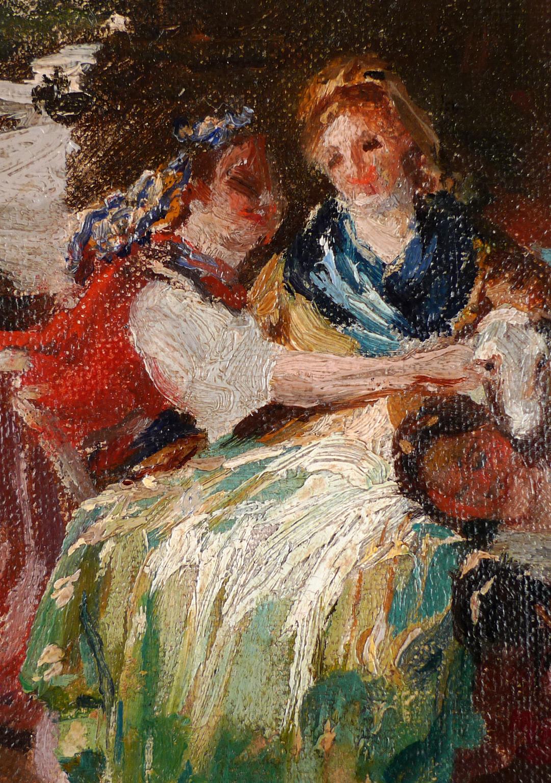 „Washerwomen“, spanische Schule, Öl auf Leinwand, 19. Jahrhundert, Washerwomen bei der Arbeit (Romantik), Painting, von Unknown