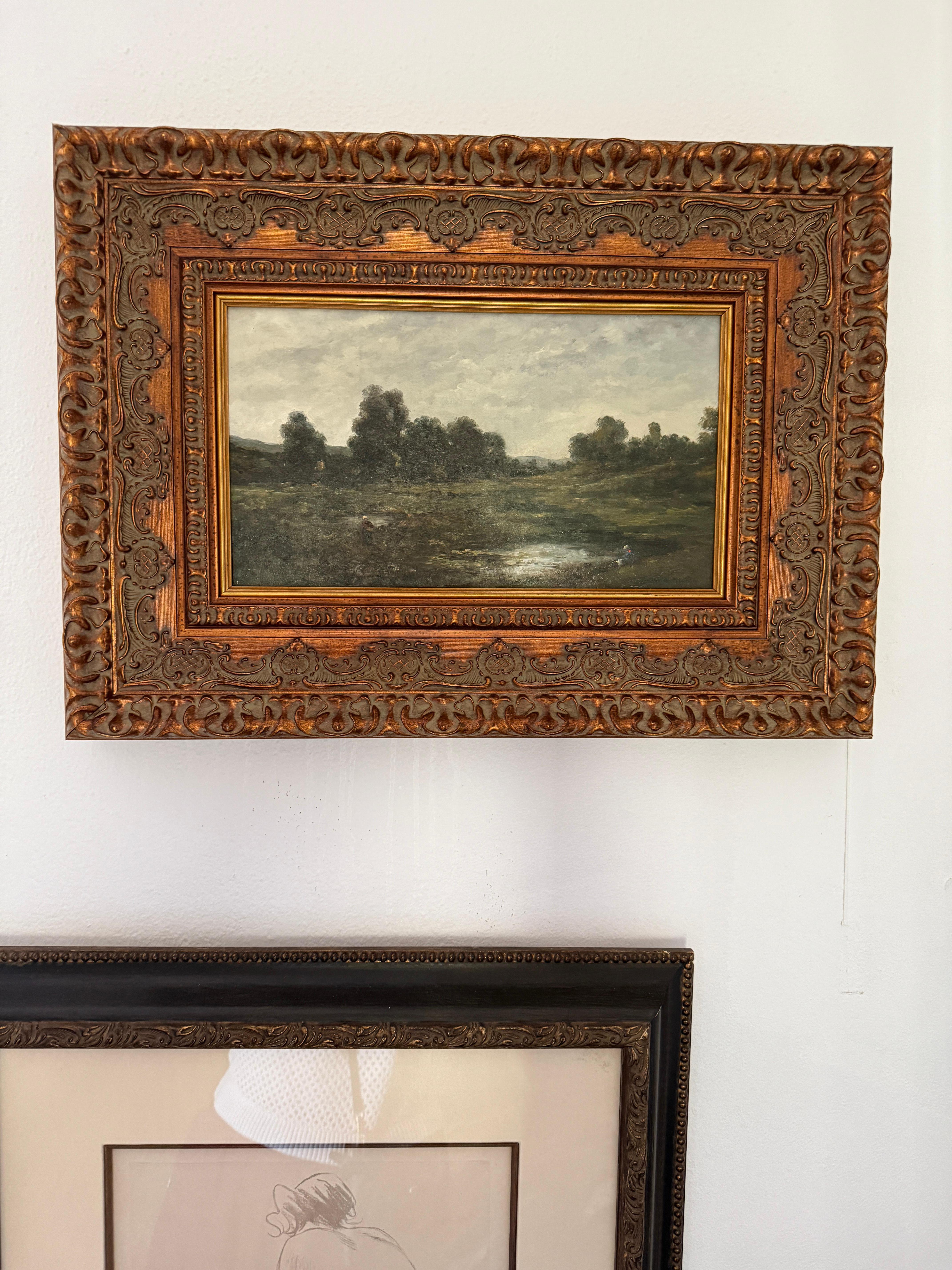 Washerwomen in Landscape - Painting by Unknown