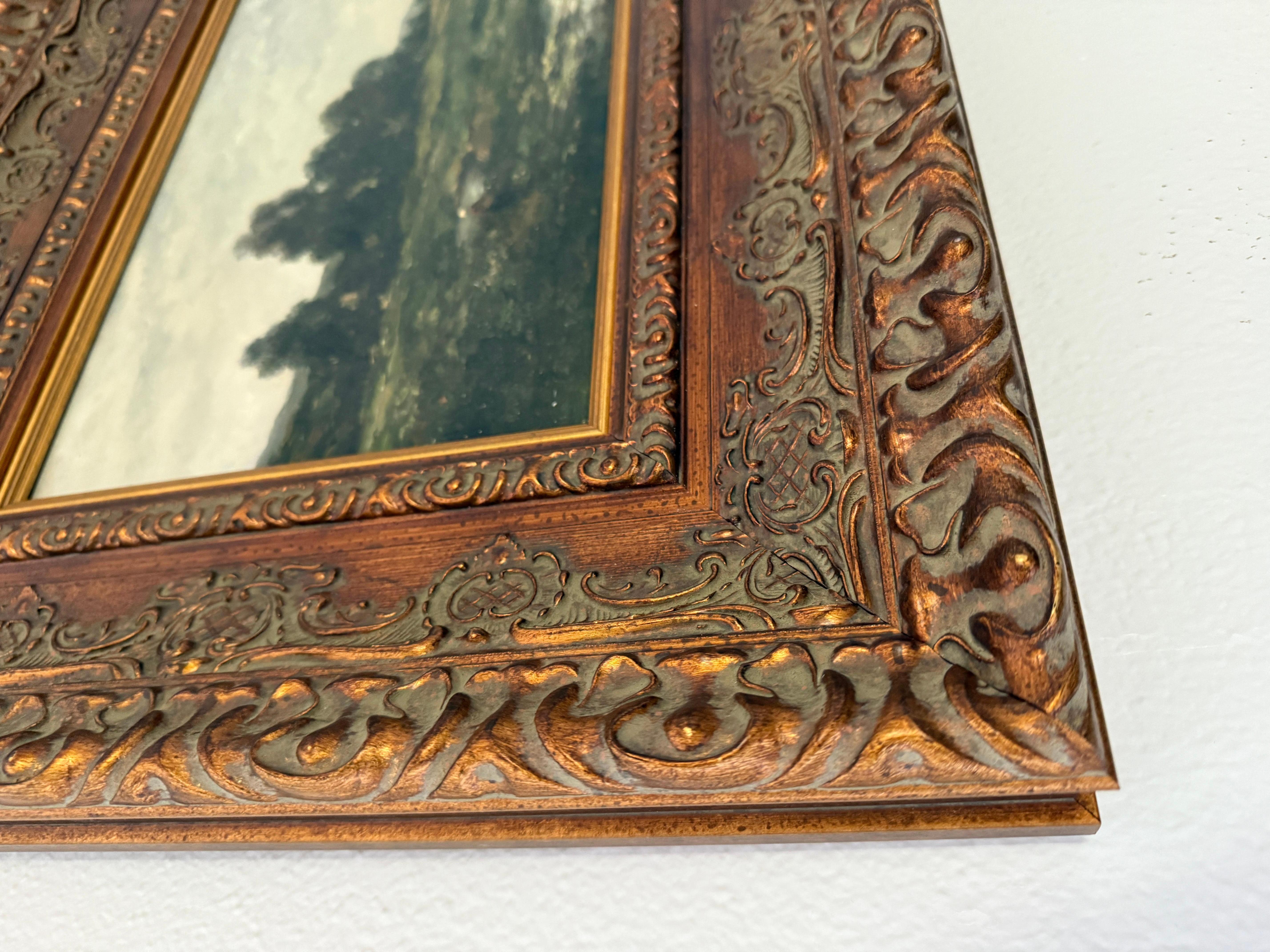 This is beautiful little 19th century oil painting on panel.  Painted in the barbizon school style.  It is a lovely example of pastoral artwork, depicting a sweet little country scene of lively washer women in the river.  There is also a very