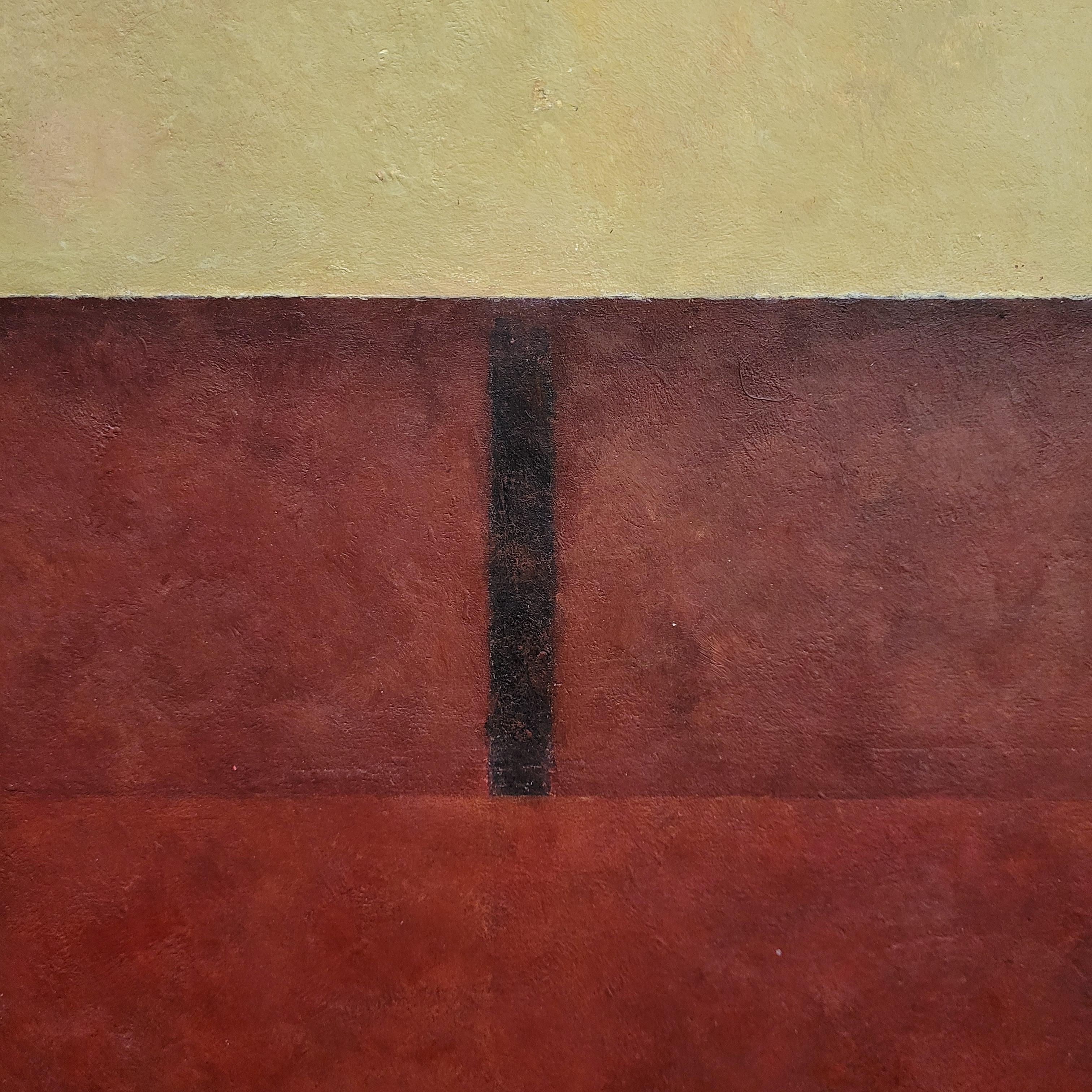 Water-based encaustic “Qvadrum”, yellow, burgundy, Julio Sendino Contemporary Ar For Sale 11