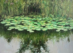 Water Lilies, Pizu Bizegu (Contemporary Landscape Oil Painting)