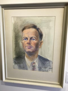Watercolor Portrait of a Man, Signed