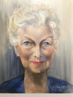 Watercolor Portrait of a Woman, Signed