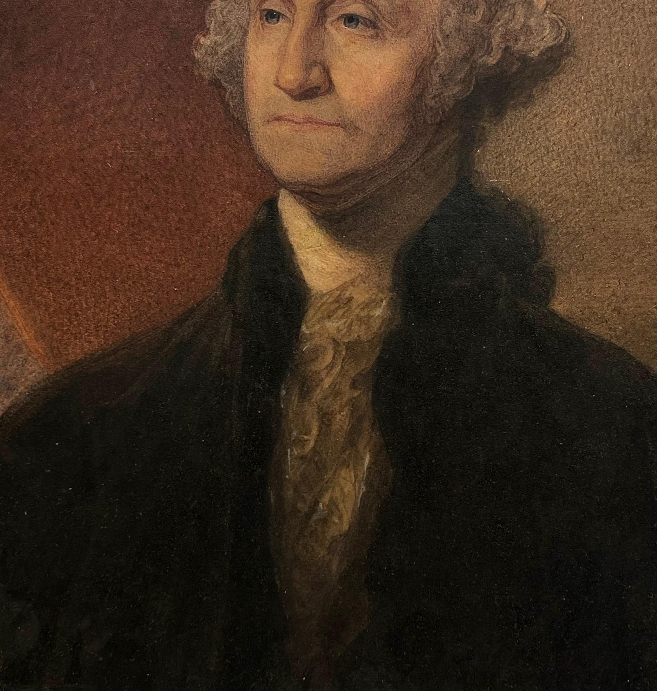 Portrait à l'aquarelle du président Georges Washington - Painting de Unknown