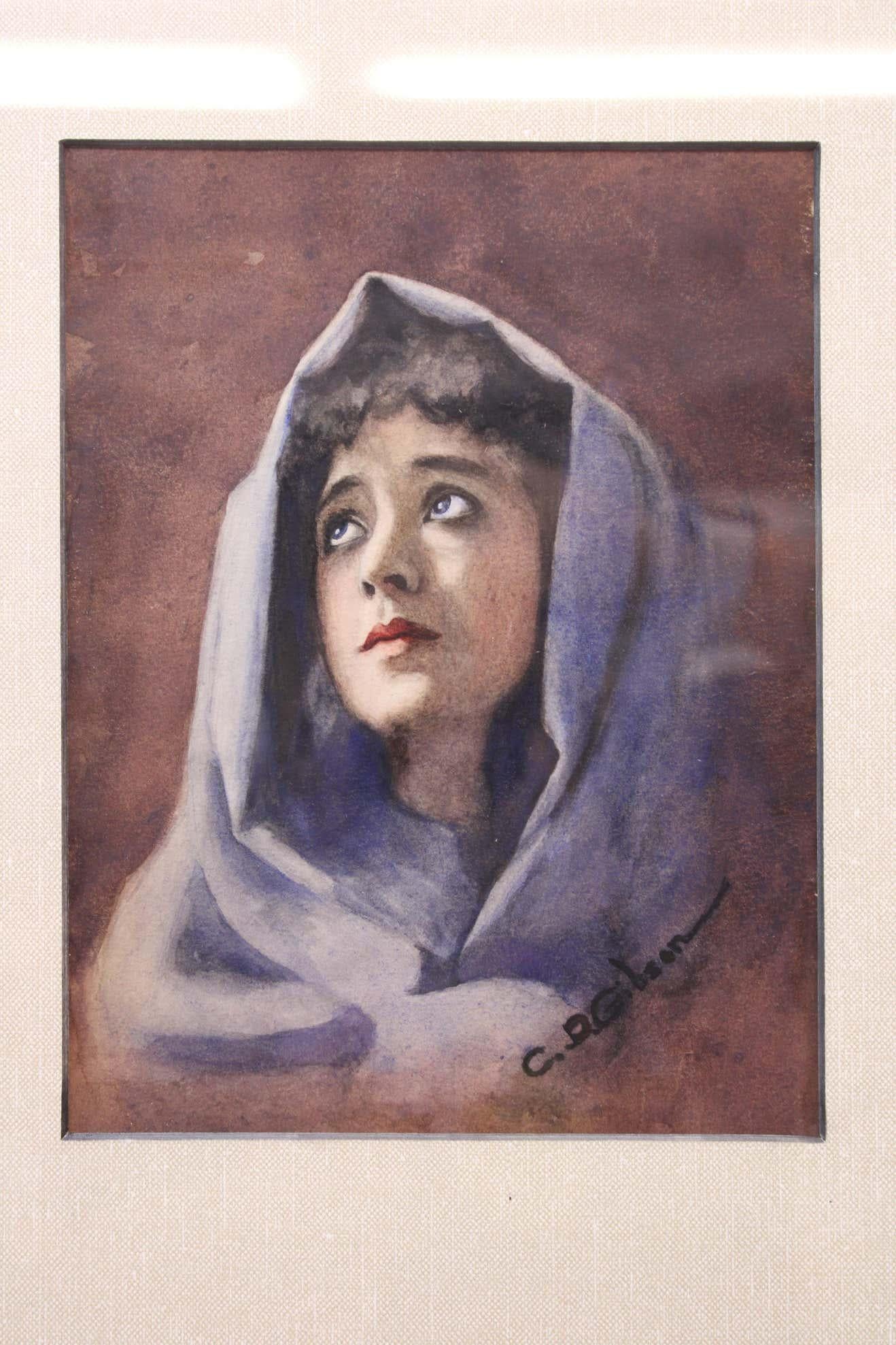 Watercolor Portrait of Woman For Sale 1