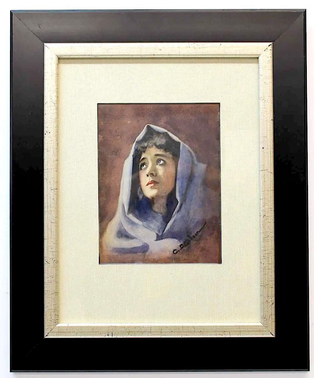 Unknown Portrait Painting - Watercolor Portrait of Woman