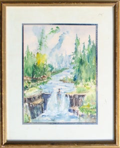 Cascada de acuarela de un artista americano misterioso