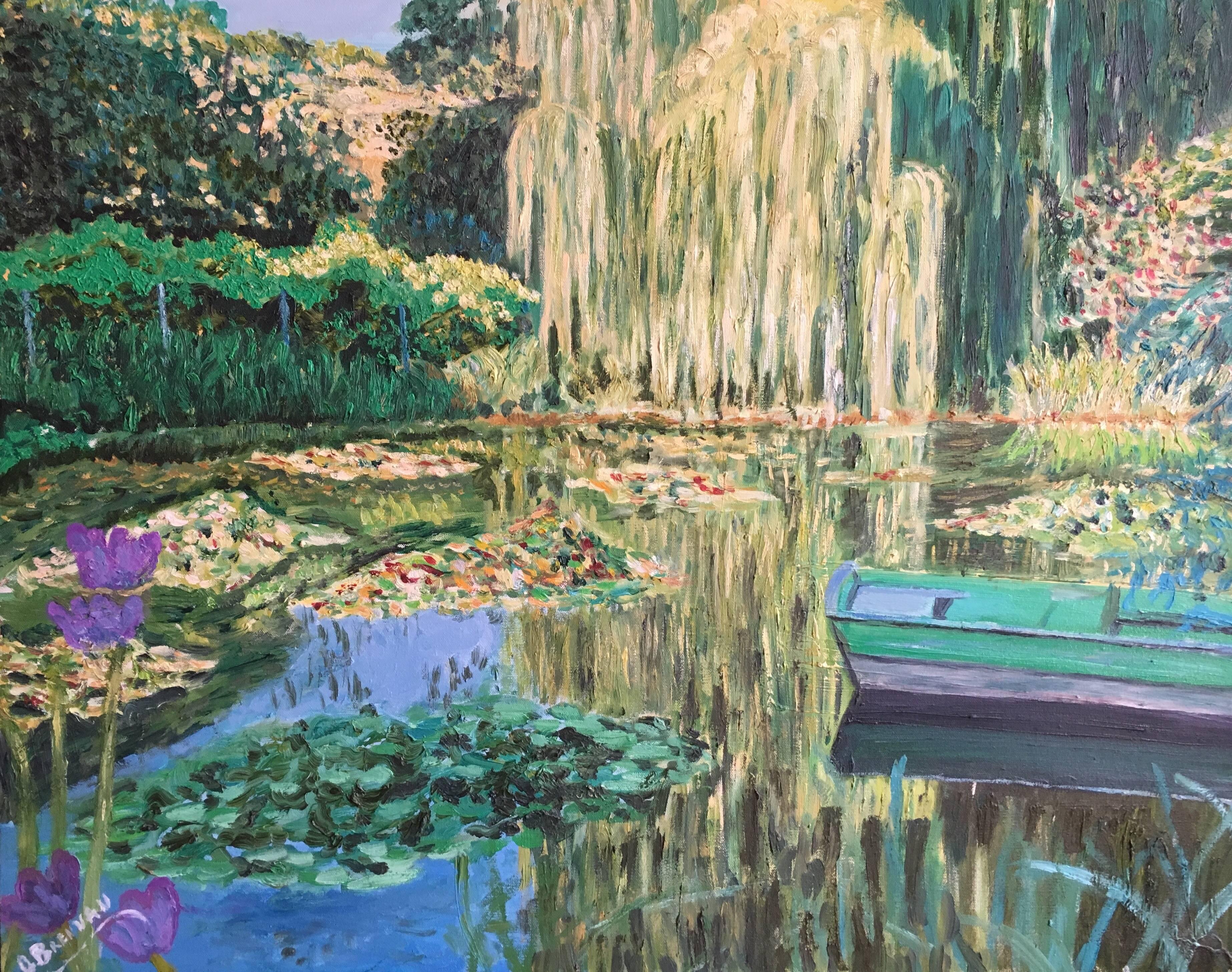 Unknown Still-Life Painting - Monet's Water Lily Pond Giverny, French Impressionist Oil Painting