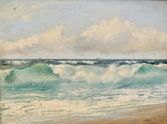 Waves and Beach Seascape, Oil on Panel, Naturalistic, Circa 1890