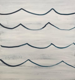 Waves, Painting, Large, Ocean, Beach, White, Blue, Acrylic, Tranquil