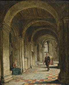 W.D. West - 19th Century Oil, Church Interior