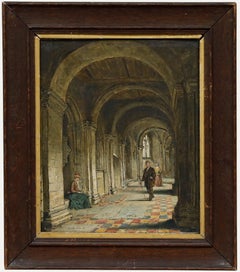 W.D. West - 19th Century Oil, Church Interior