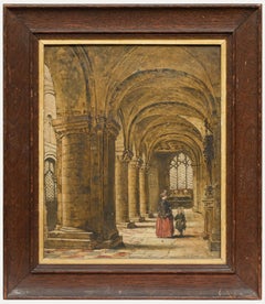 W.D. West - Framed Late 19th Century Oil, In the Church