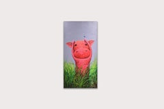 We are best friends, Comic Animal Modern Pop Art Painting, Cow & Bird, In Stock