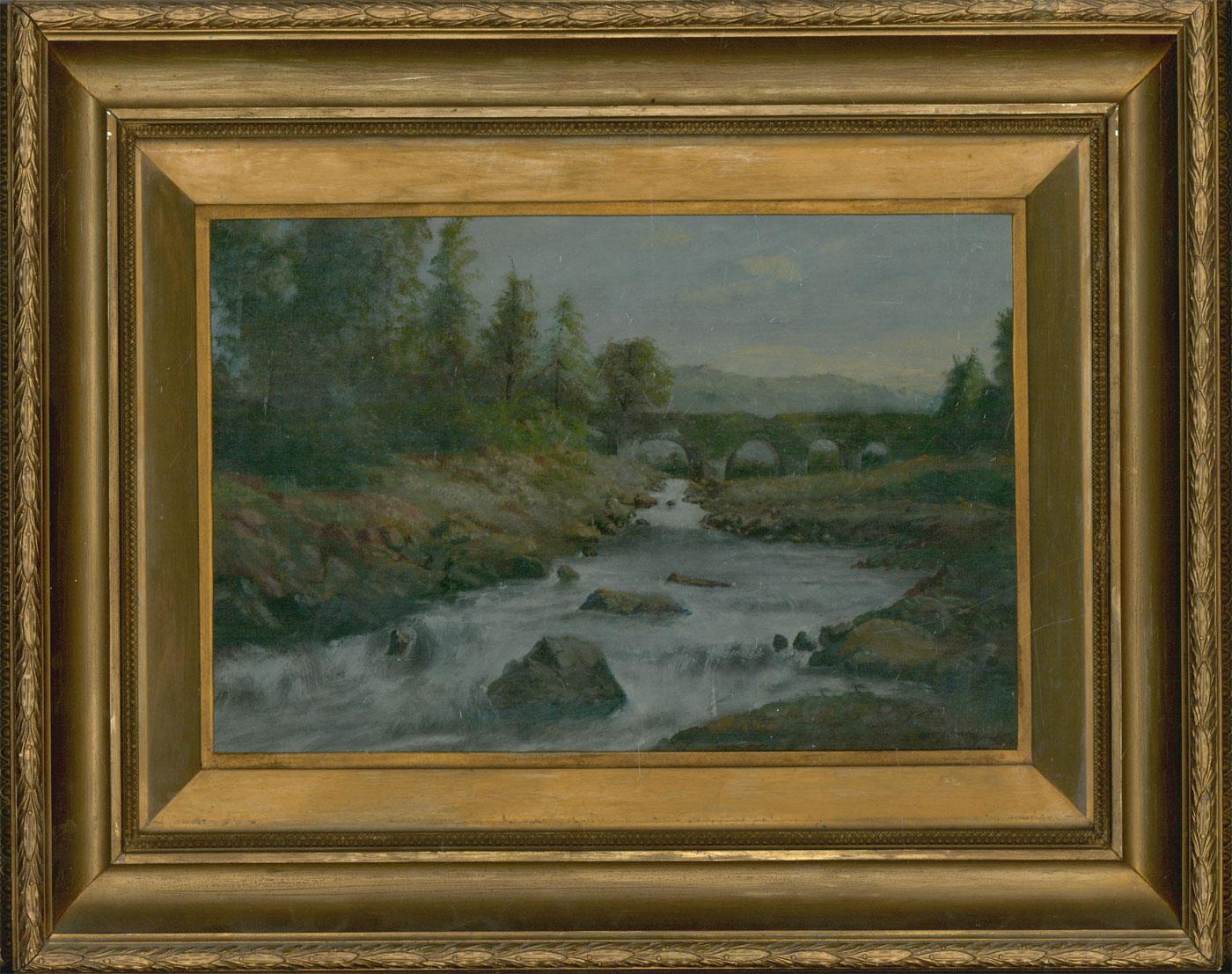 Unknown Landscape Painting - W.E. Cox - Mid 20th Century Oil, Kenmore Falls
