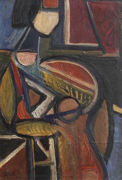 Weck, 'Mother and Child', Midcentury Modern Cubist Oil Portrait Painting, Berlin
