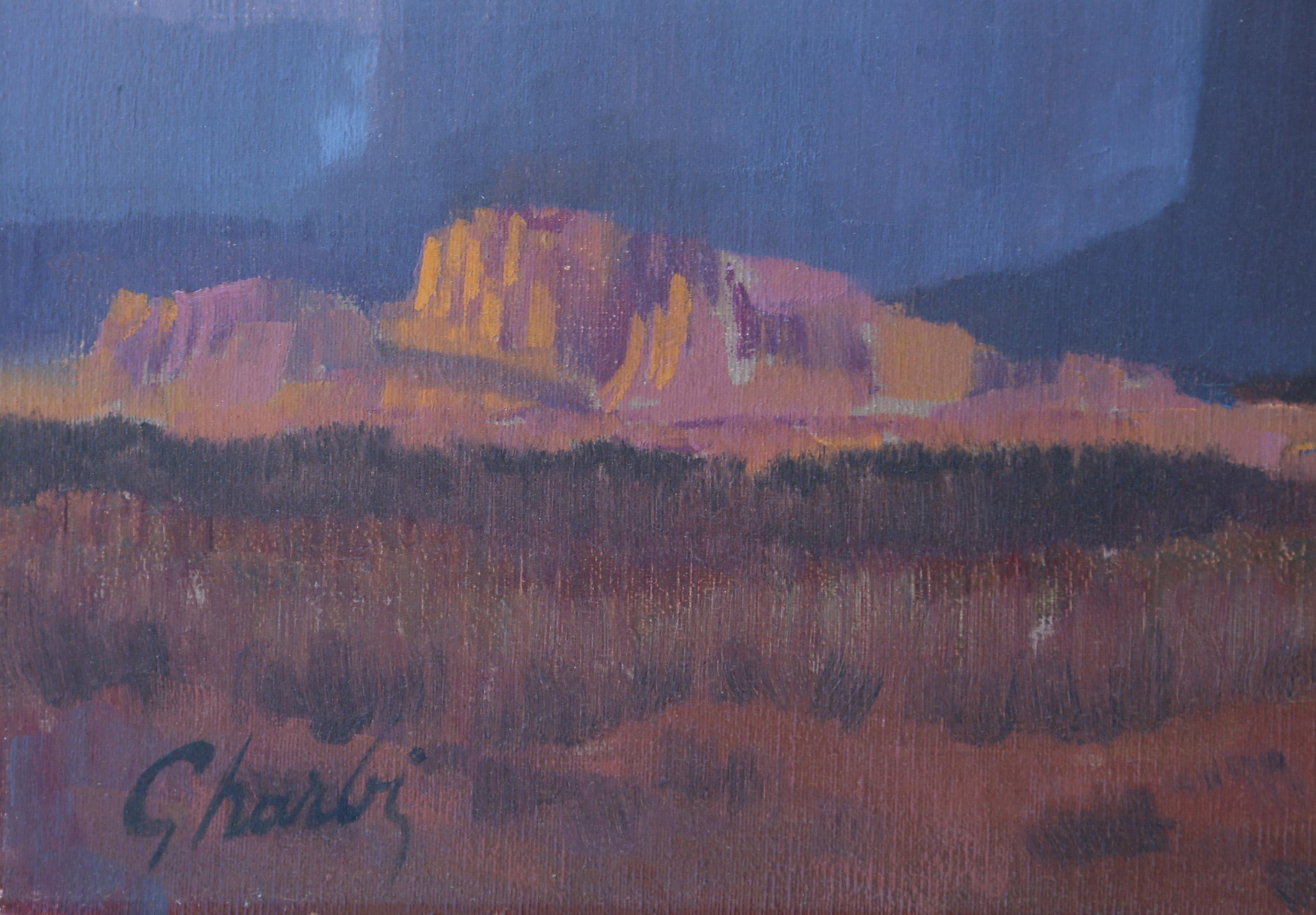 Westliche Landschaft, amerikanische westliche Kunst, Öl auf Leinwand Gemälde von Jalal Gharbi im Angebot 1