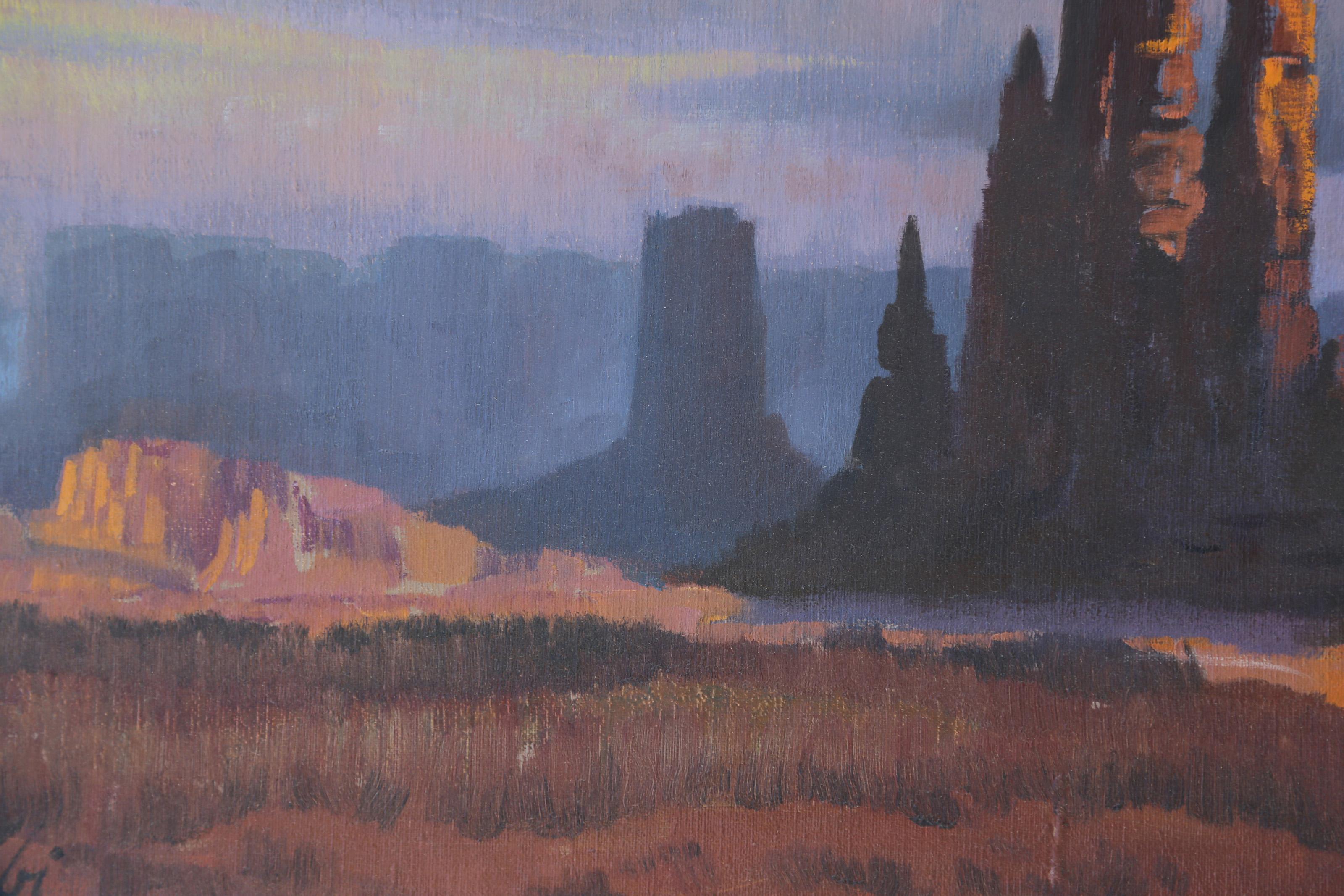 Westliche Landschaft, amerikanische westliche Kunst, Öl auf Leinwand Gemälde von Jalal Gharbi im Angebot 3