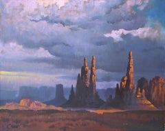 Paysage occidental américain, peinture à l'huile sur toile de Jalal Gharbi
