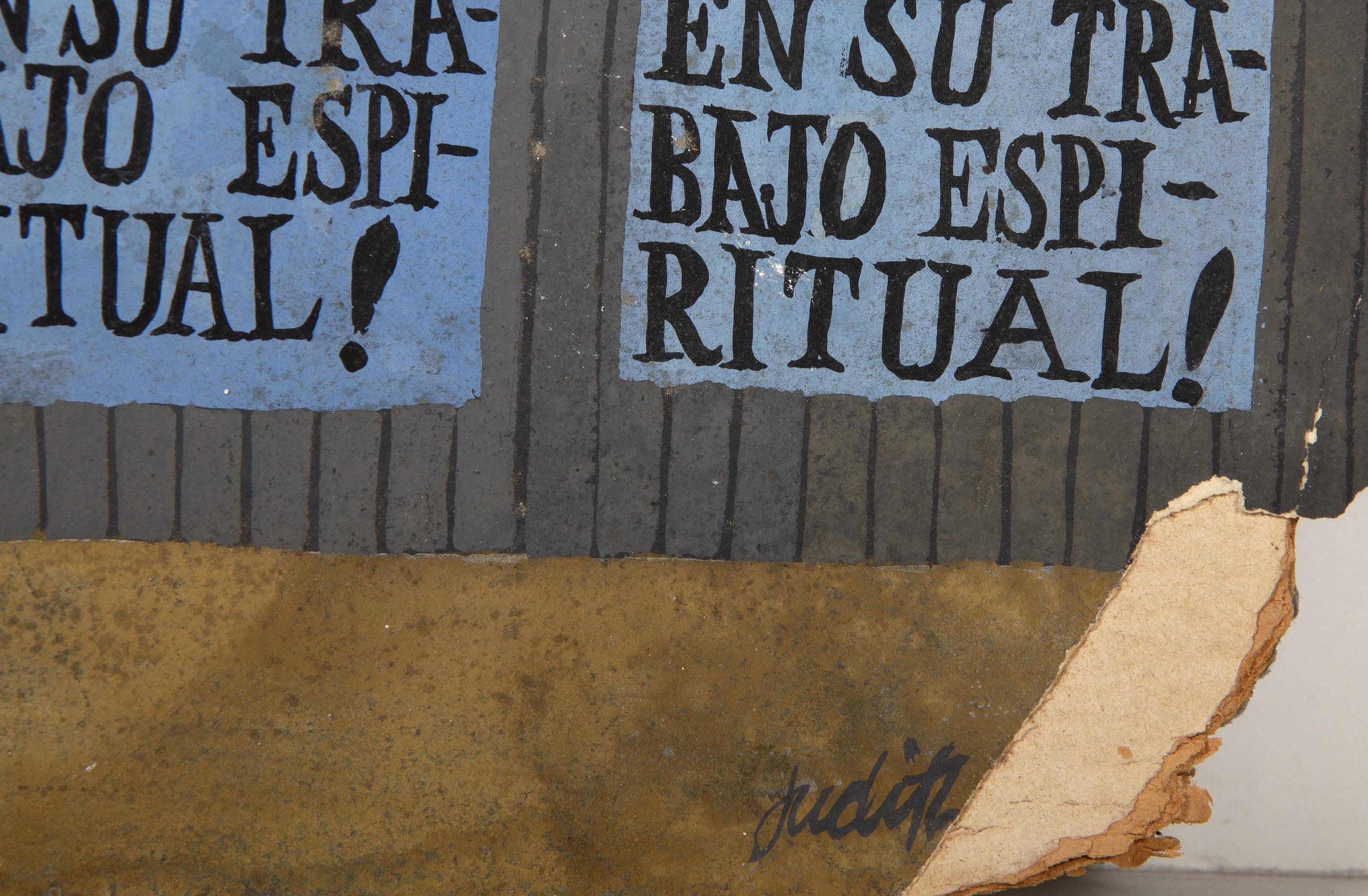 Pubblicità in pasta di grano, Gouache moderna su tavola di Judith Baca 2