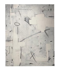 Abstracto blanco nº 10 de Murray Duncan, técnica mixta sobre tablero de artista, resina, geométrico