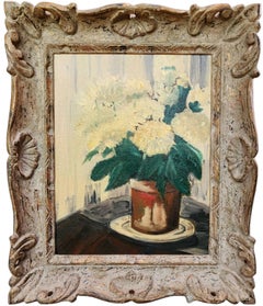 White Dahlias, Mid Century Still Life, Vintage, Flowers