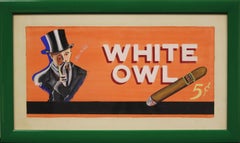 Panneau publicitaire peint à la main White Owl Cigar