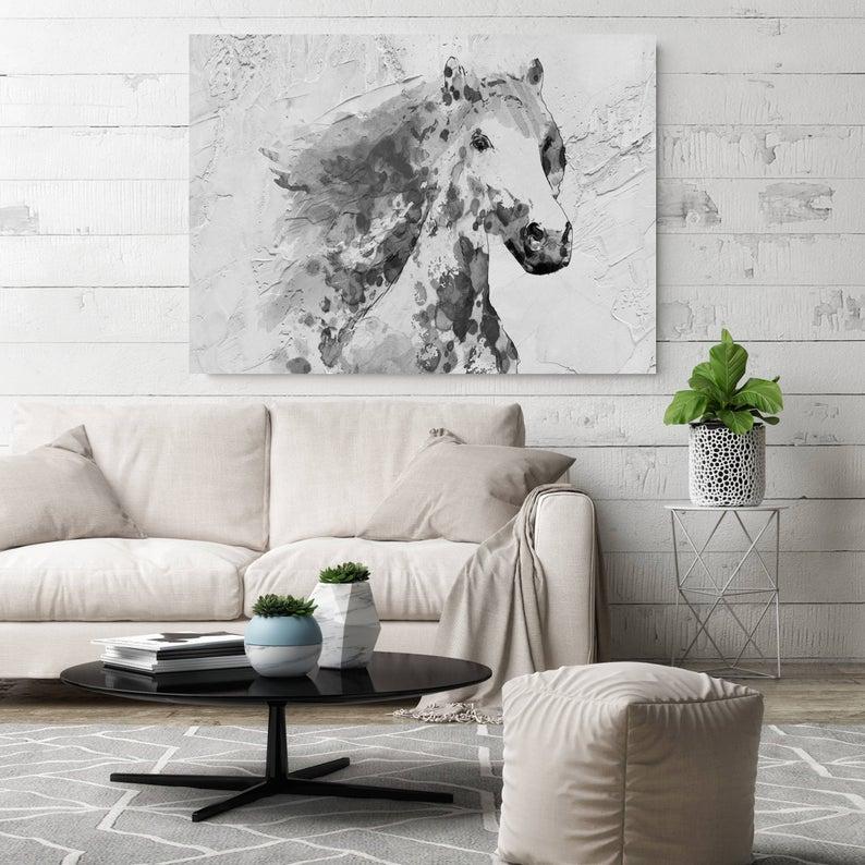 white stallion painting wall art