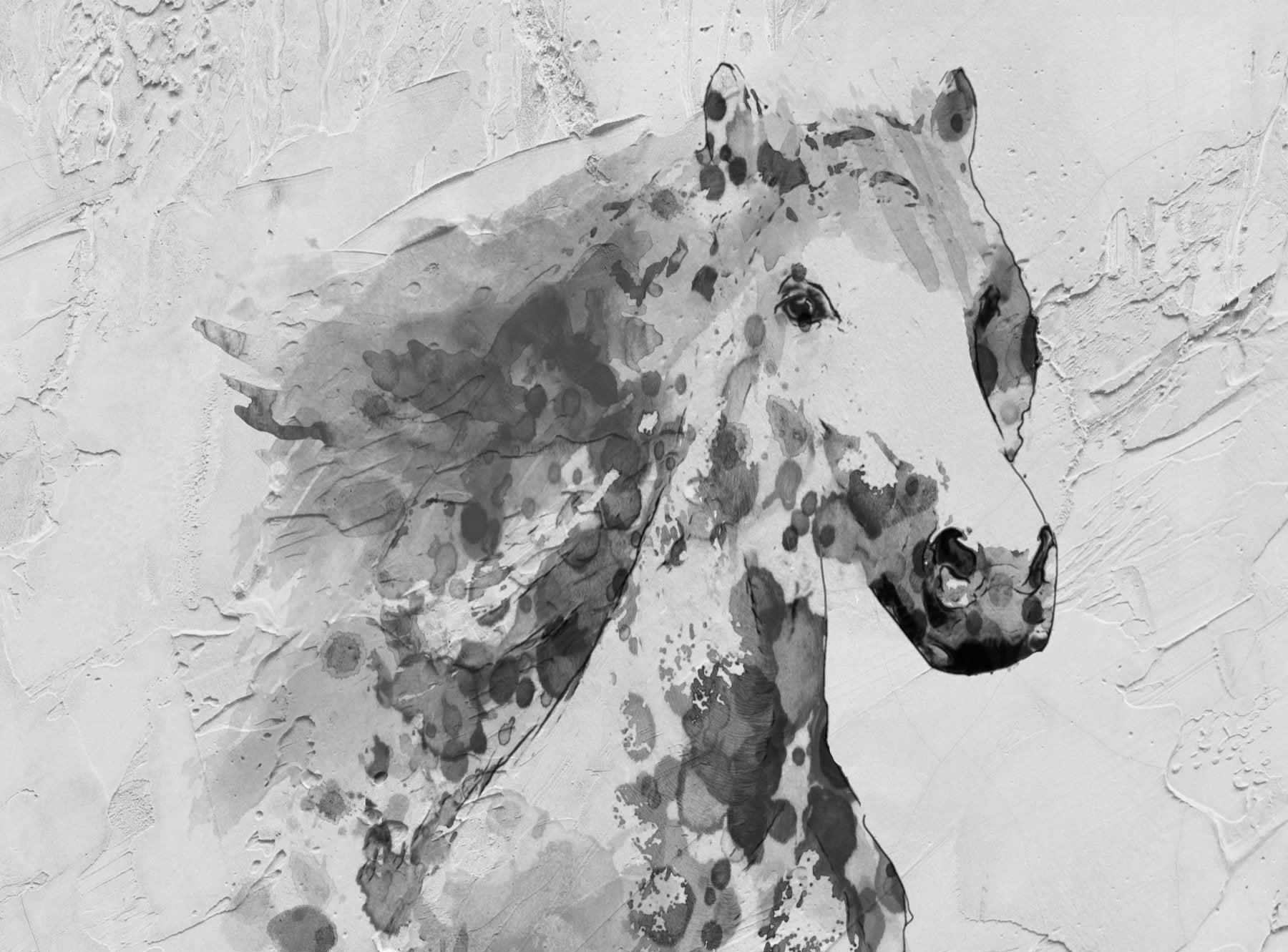 White Stallion Horse Painting Fine Art Hand Embellished Giclee on Canvas - Mixed Media Art by Irena Orlov