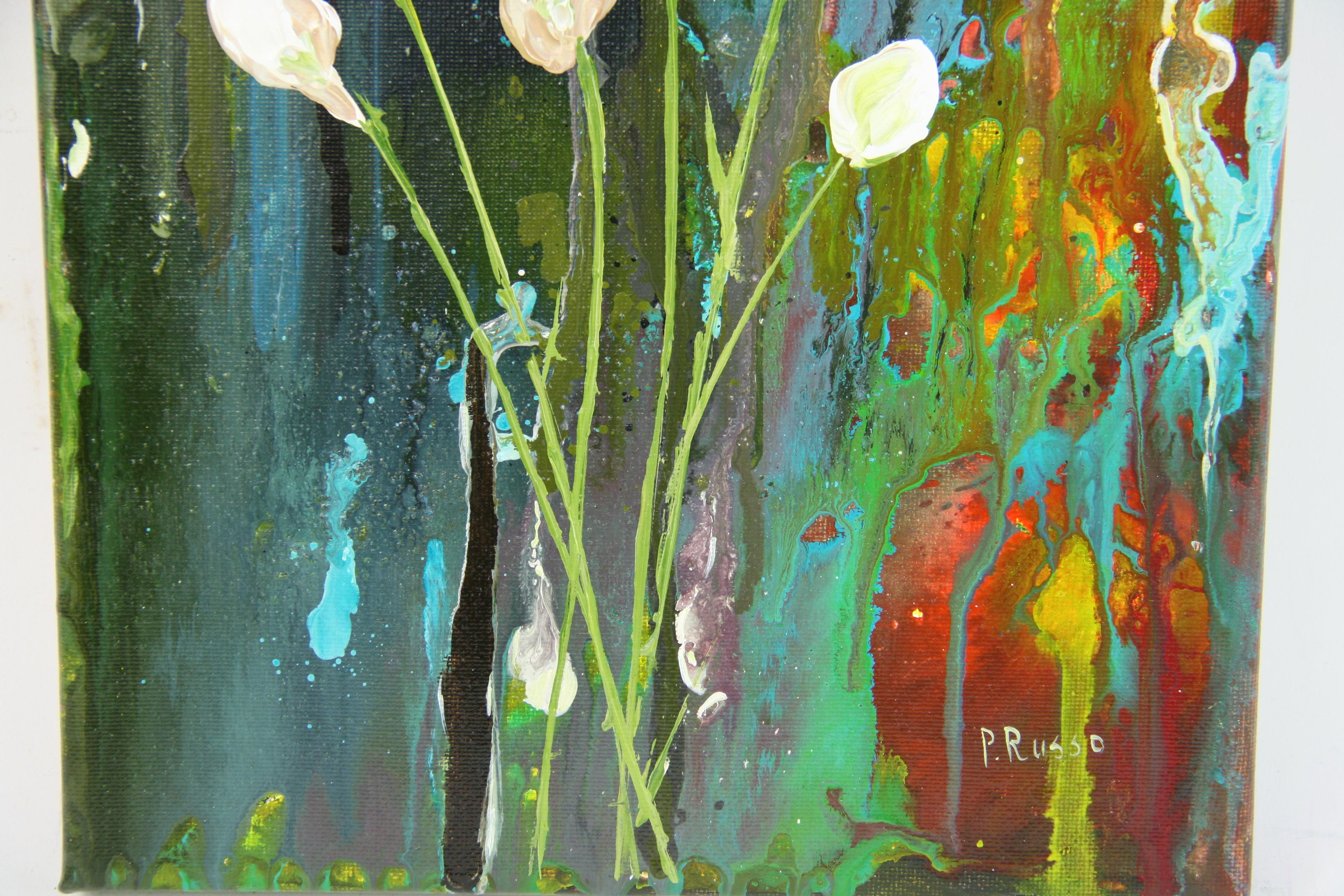 Unknown - Floral Acrylic Painting White Tulips Abstract by Patrizia ...