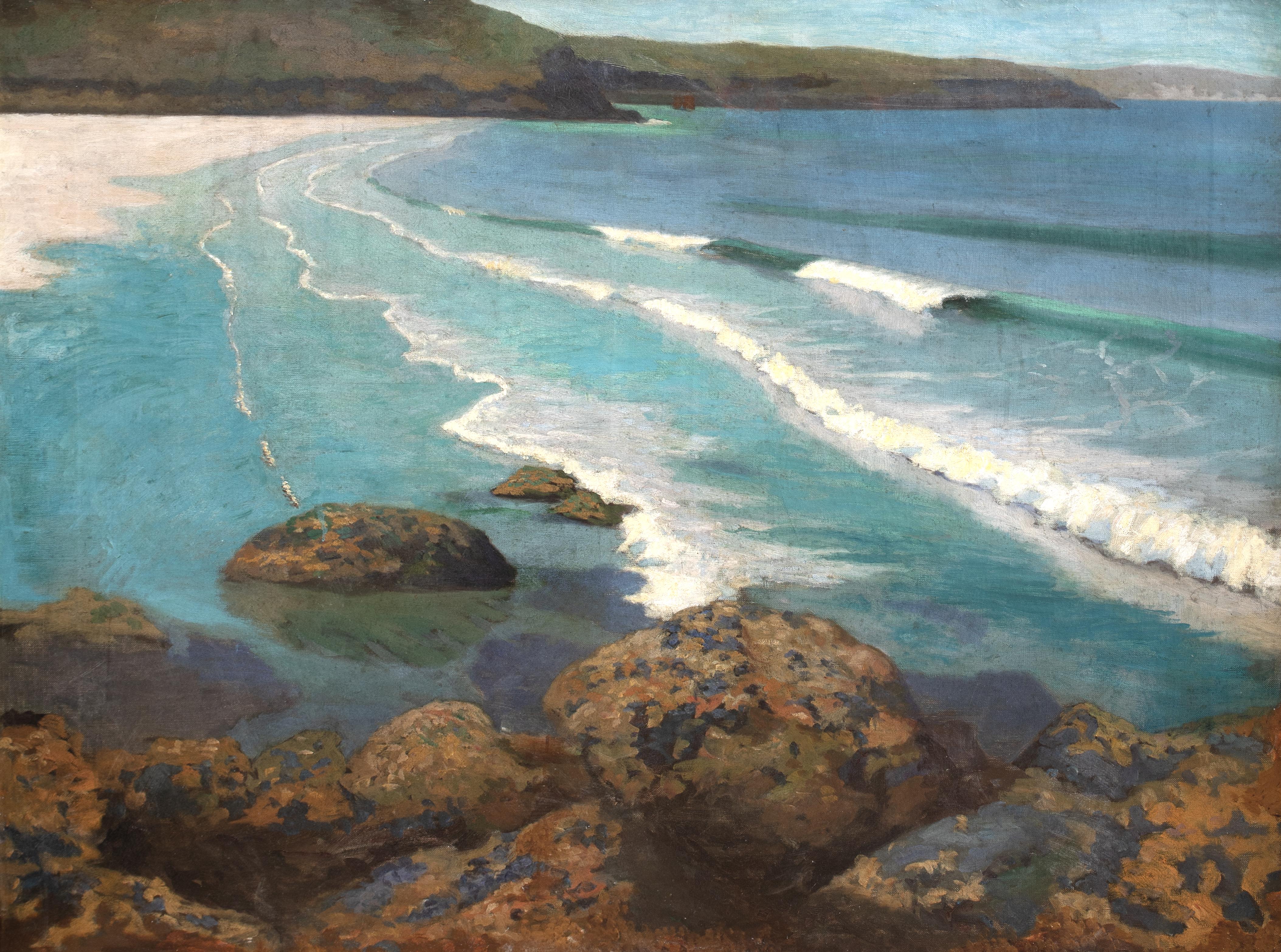 Whitesand Bay, Cornwall, 19. Jahrhundert Archibald James Stuart WORTLEY (1849-1905) (Grau), Landscape Painting, von Unknown