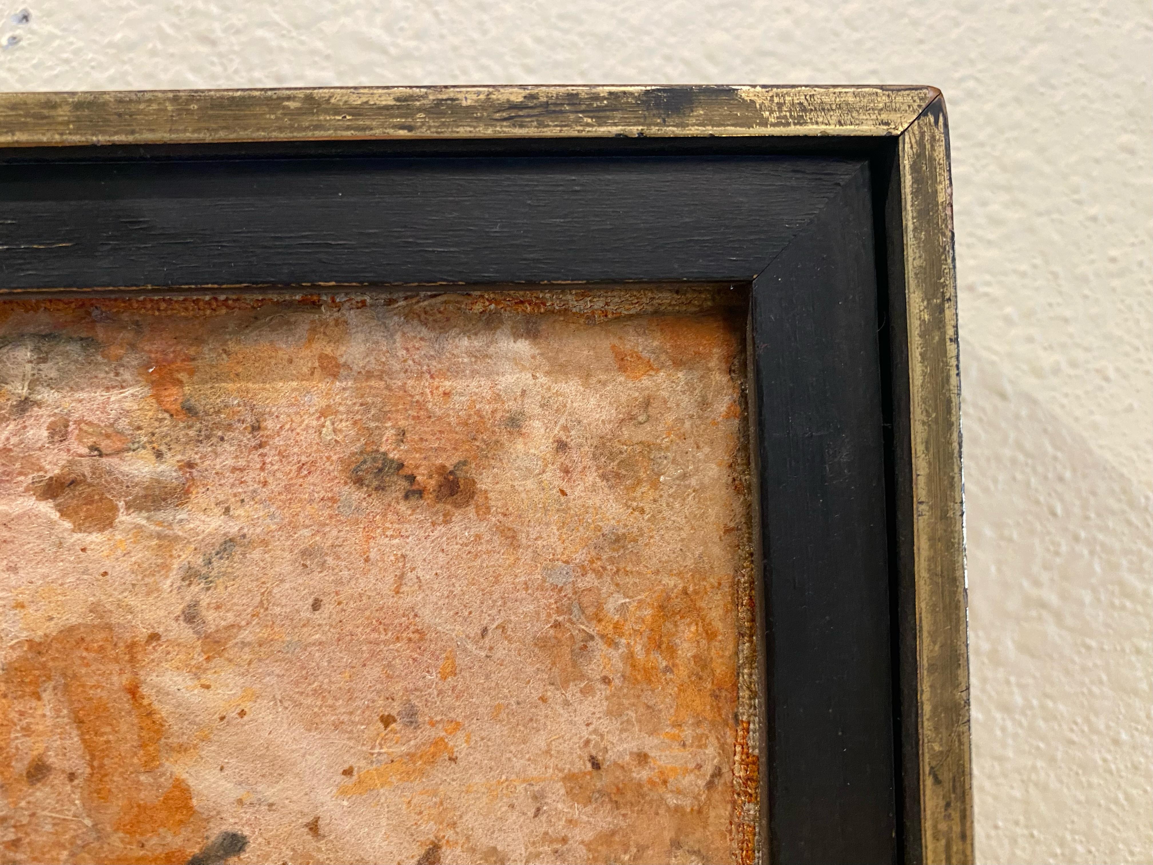 Grande quadro espressionista astratto arancione e nero di Shirley Bleviss in vendita 1