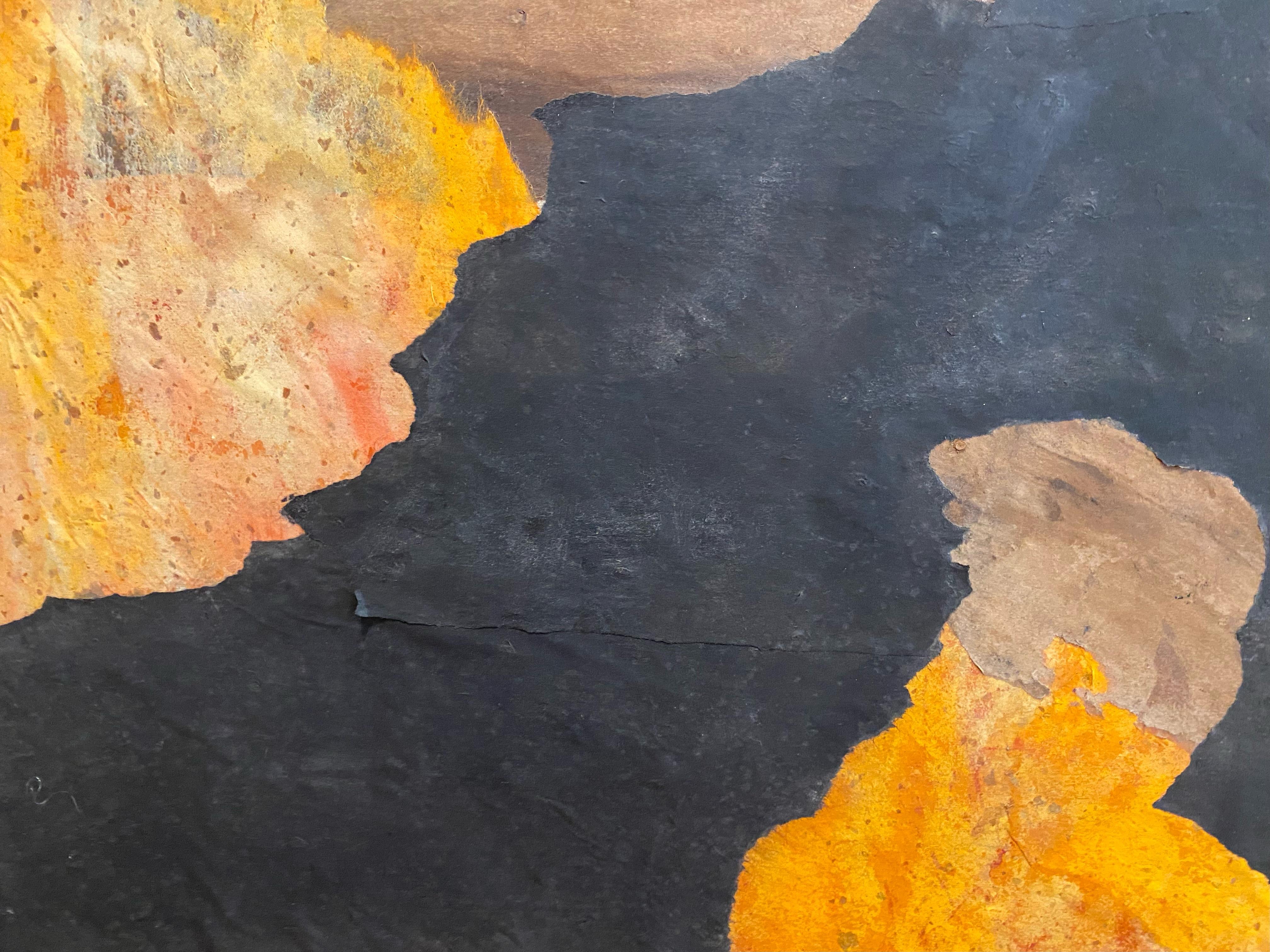 Grande quadro espressionista astratto arancione e nero di Shirley Bleviss in vendita 2