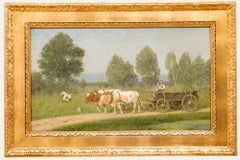 Wilhelm Hufmeier  - German School  1910 Olio, carro bestiame