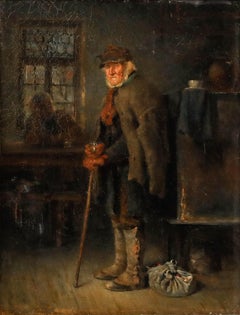 Wilhelm Jakob Hertling - Late 19th Century Oil, The Old Wanderer