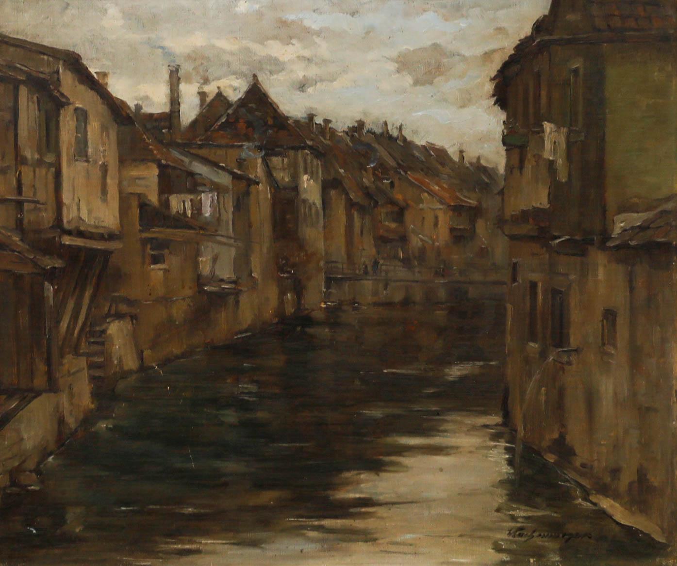 Wilhelm Lachenmeyer (né en 1873) - Début du 20e siècle Huile, Canal à Bruges - Painting de Unknown