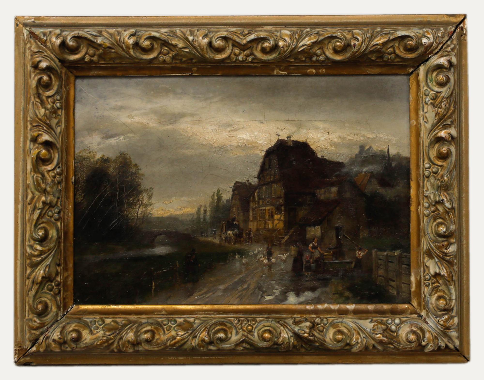 Wilhelm Ritter (1860-1948) – Deutsche Schule, Öl, At The Village Well, Wilhelm Ritter