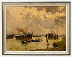 Willem Horselenberg (1881-1961) - Gerahmtes Ölgemälde, Hafenansicht, Rotterdam