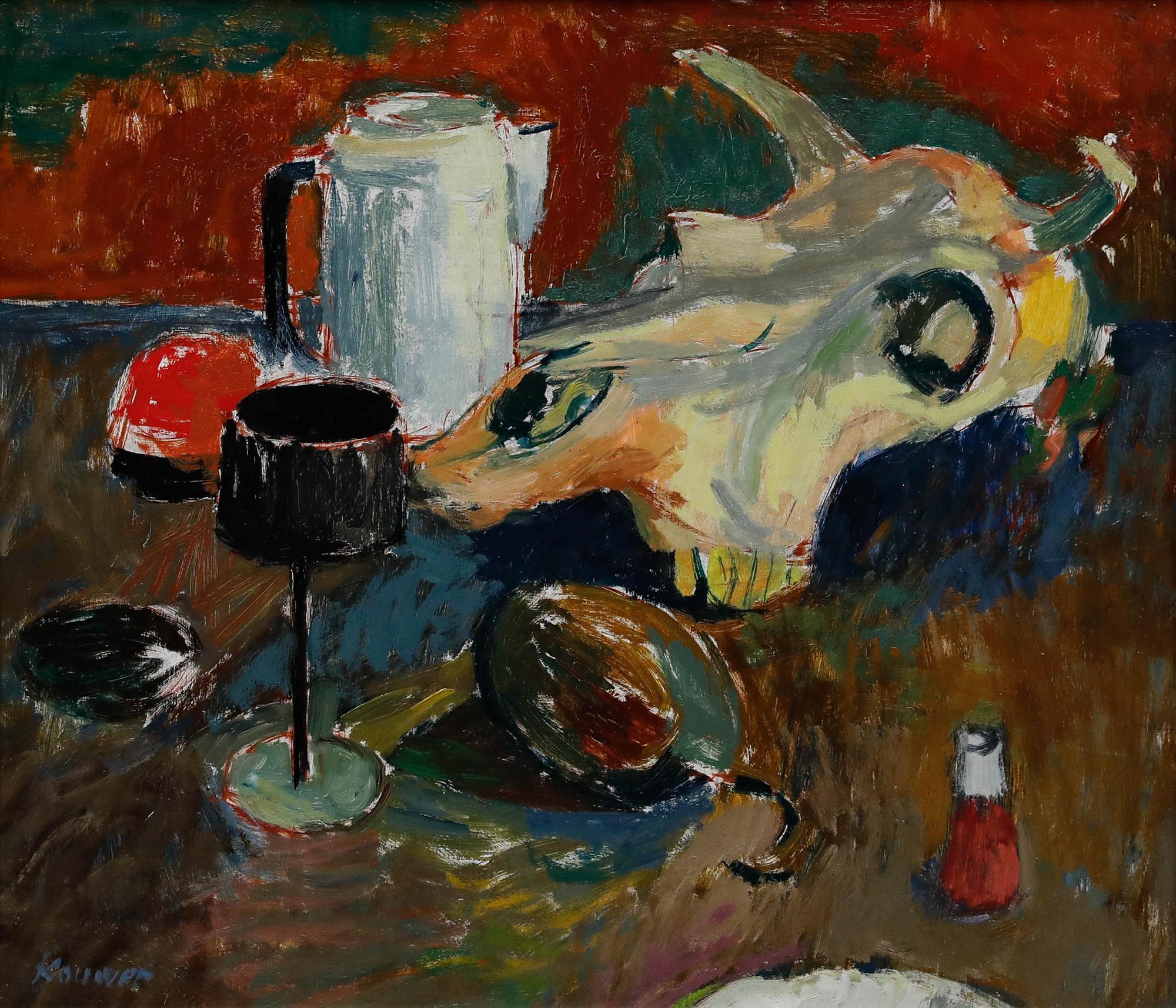 Willem Kouwer Boomkens (1911-1991) - Gerahmtes Öl aus der Mitte des 20. Jahrhunderts, De Schedel – Painting von Unknown
