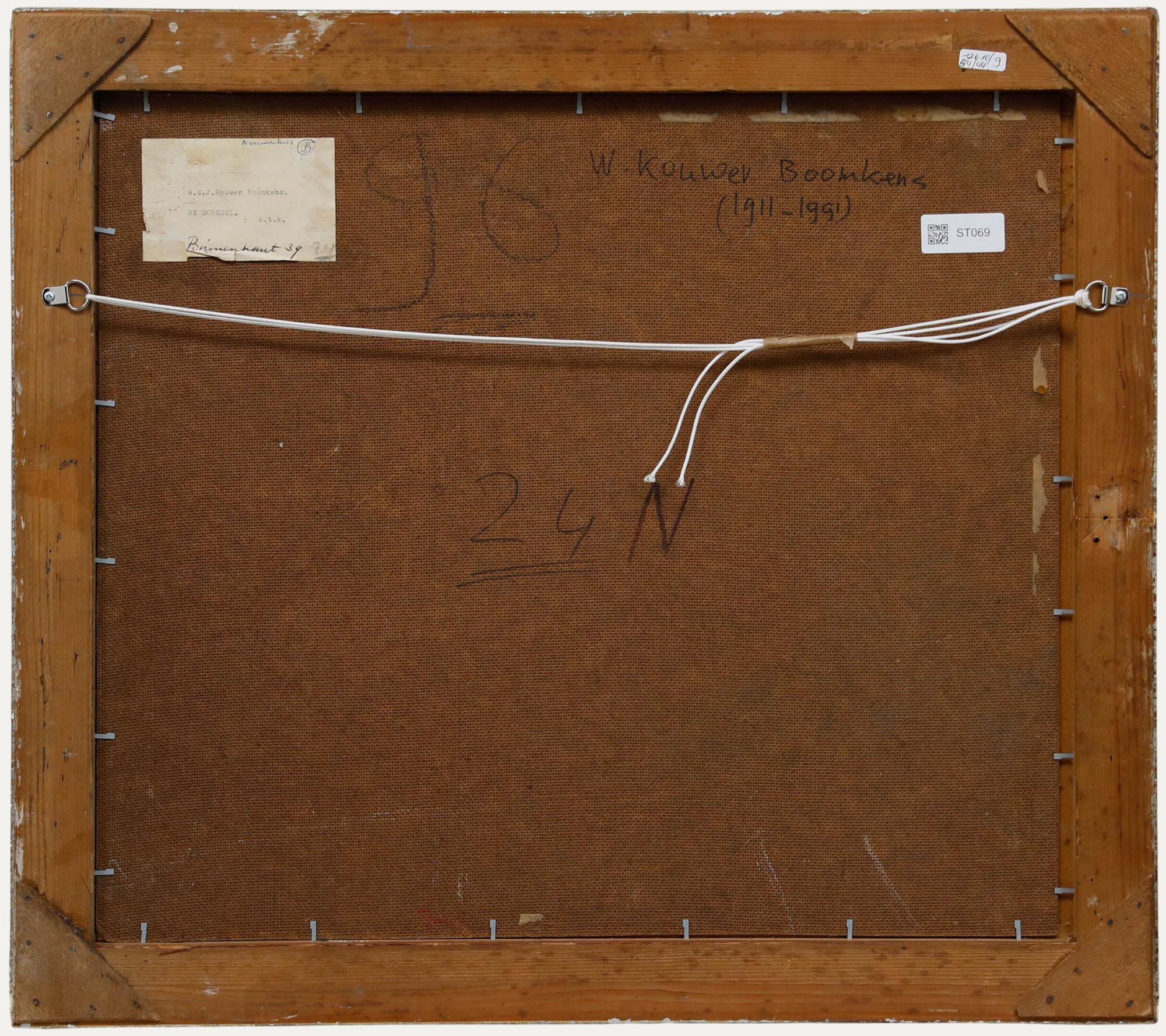 Willem Kouwer Boomkens (1911-1991) - Gerahmtes Öl aus der Mitte des 20. Jahrhunderts, De Schedel (Schwarz), Still-Life Painting, von Unknown