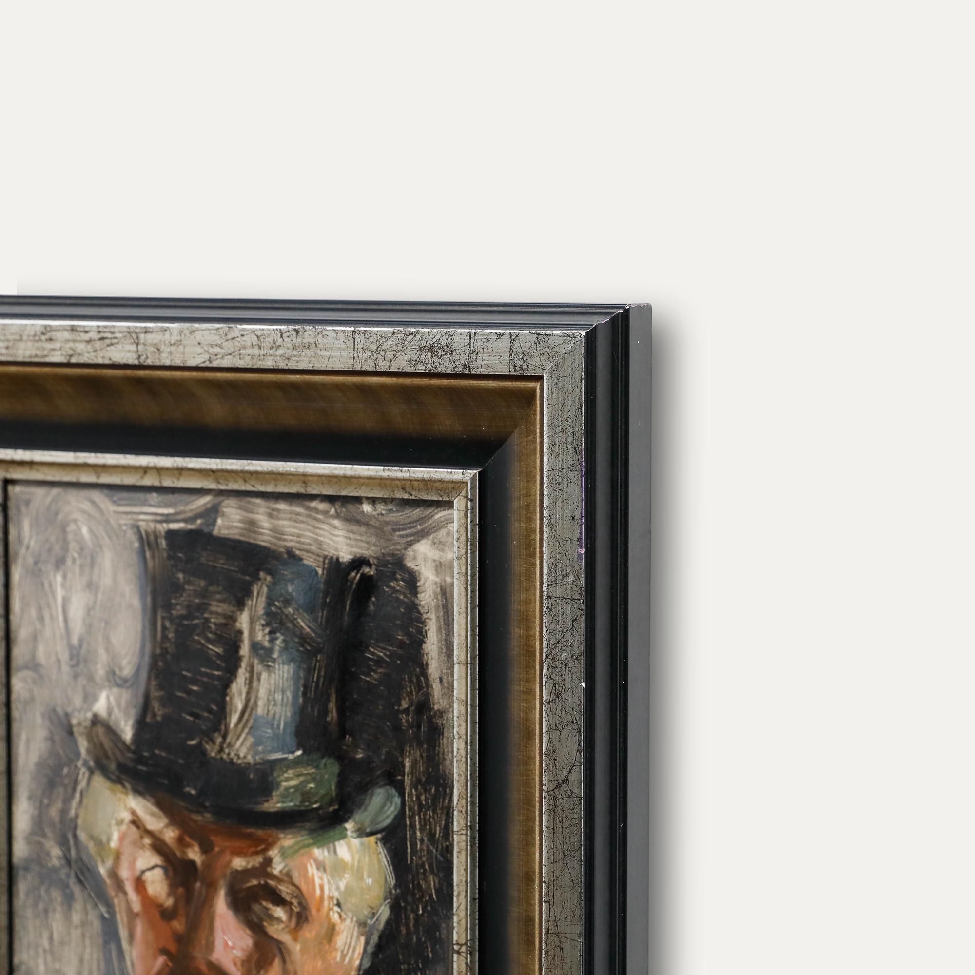 Willem Kouwer Boomkens (1911-1991) - Öl aus der Mitte des 20. Jahrhunderts, Mann mit Zylinderhut im Angebot 1