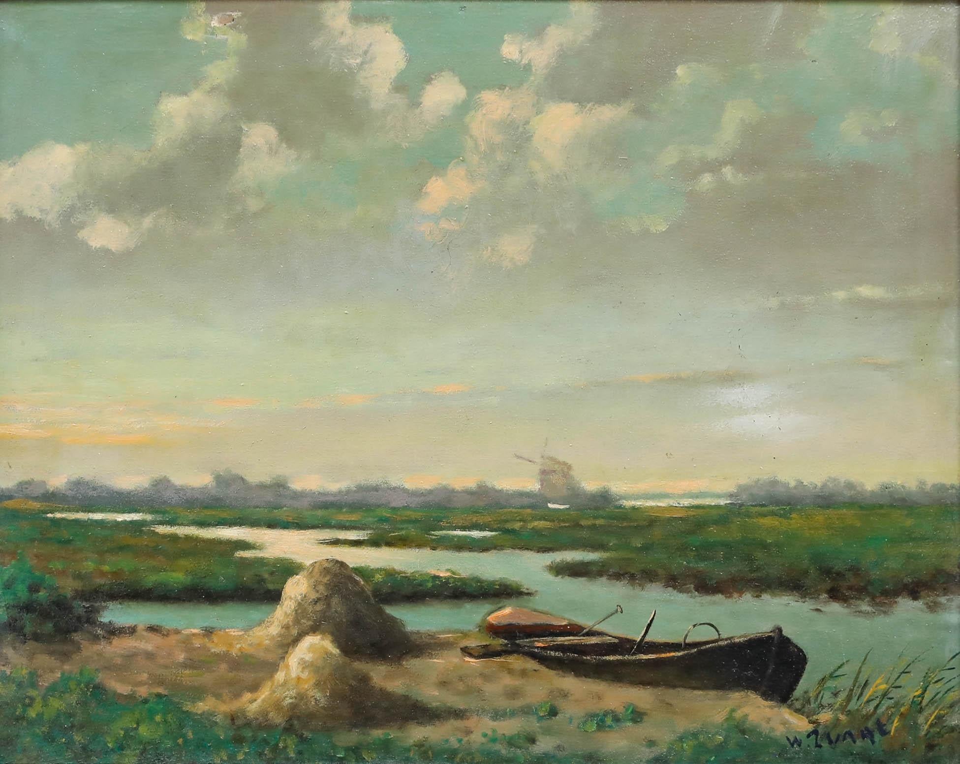 Willem Zwart (1867-1957) - Dutch School Mid 20th Century Oil, The Rowing Boat - Painting by Unknown
