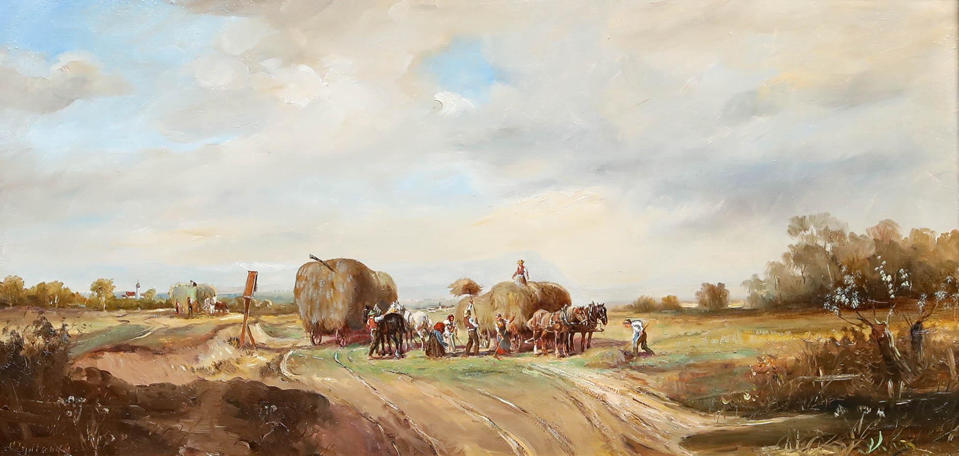 Willi Czepitschka (b.1924) - Framed 20th Century Oil, Hay Harvest - Painting by Unknown