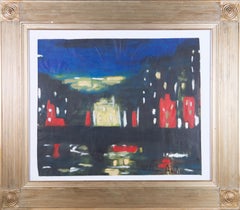 William Austin (b.1940) - Framed Contemporary Oil, Abstract Night Scene