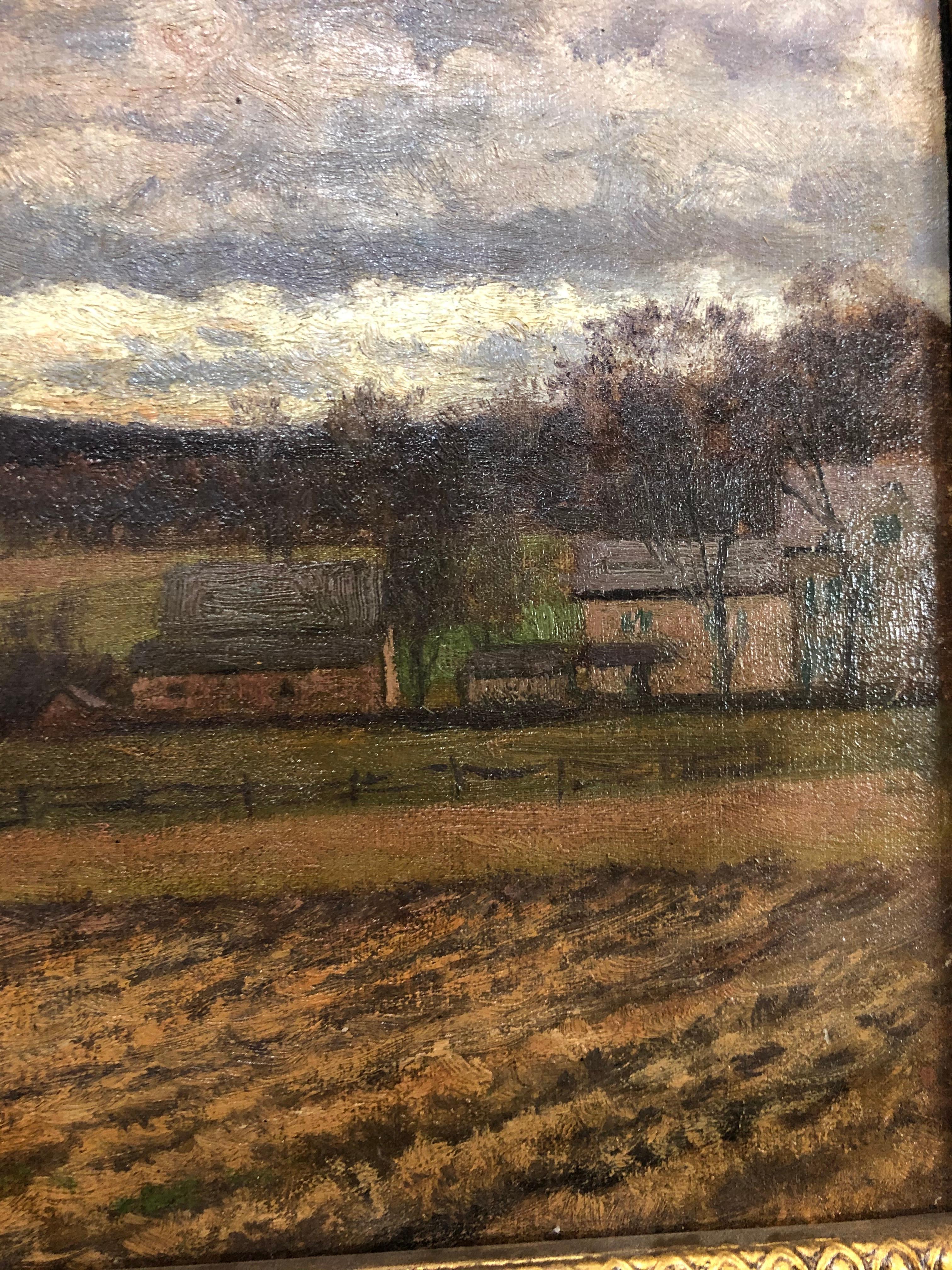 William Crothers Fitler New York Farm - Brown Landscape Painting by Unknown