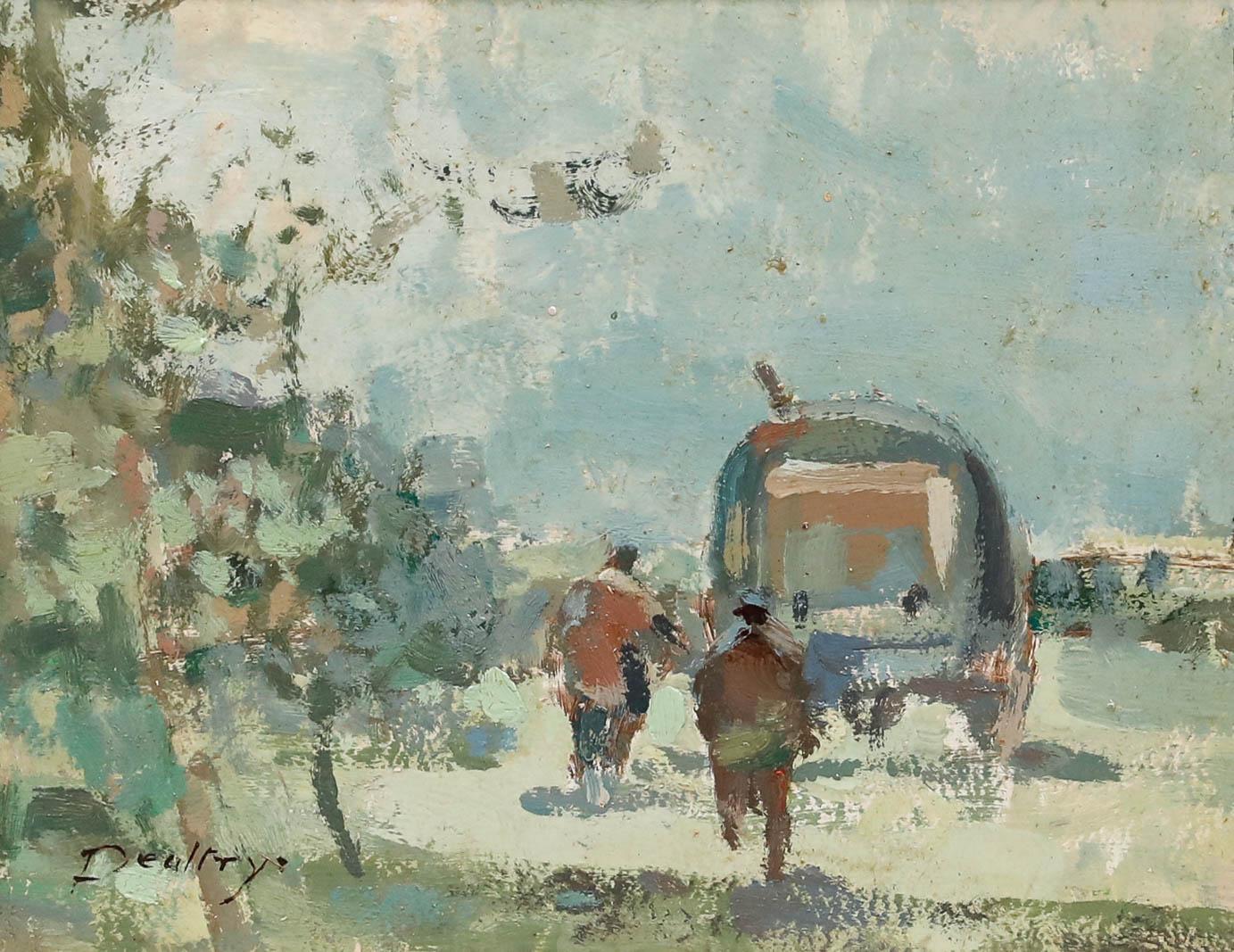 William Dealtry (1915-2007) - Gerahmtes Öl des 20. Jahrhunderts, Der Zigeunerwagen – Painting von Unknown