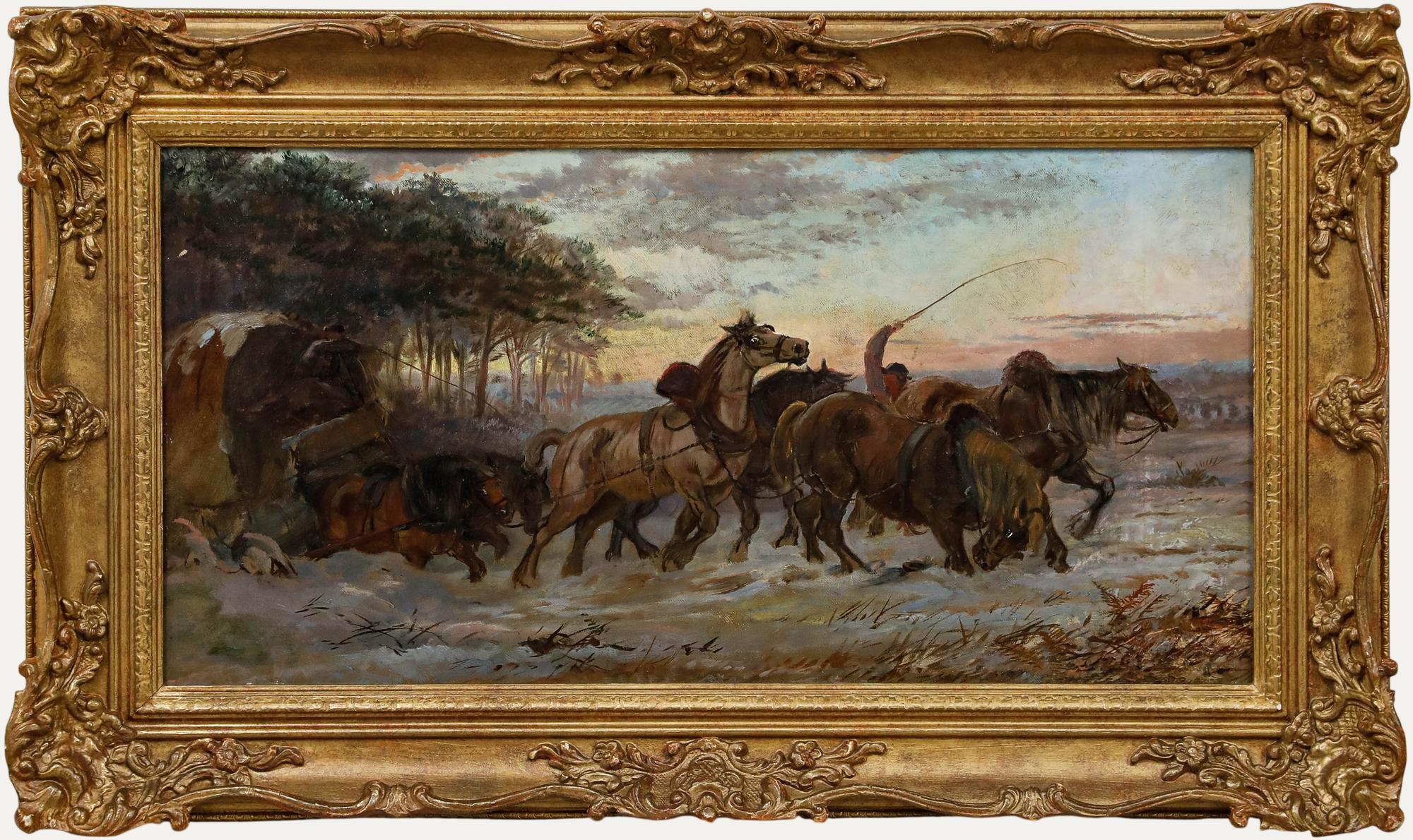William H. Hopkins (fl.1853-1892) - Signed 1869 Oil, The Long Road Home