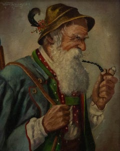 William Harisch (1914-1967) - 1951 Oil, Bavarian Pipe Smoker